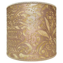 Drum Lampshade in Fortuny Fabric Green & Silvery Gold Campanelle Pattern