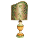 Green and Orange Lacquered Turned Wood Table Lamp with Fortuny Fabric Lampshade