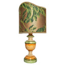 Green and Orange Lacquered Turned Wood Table Lamp with Fortuny Fabric Lampshade