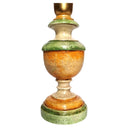 Green and Orange Lacquered Turned Wood Table Lamp with Fortuny Fabric Lampshade