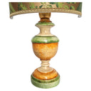 Green and Orange Lacquered Turned Wood Table Lamp with Fortuny Fabric Lampshade