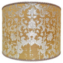 Drum Lamp Shade Gold and Silver Silk Jacquard Rubelli Fabric Les Indes Galantes Pattern
