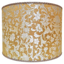 Drum Lamp Shade Gold and Silver Silk Jacquard Rubelli Fabric Les Indes Galantes Pattern