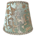 Clip On Empire Lampshade in Green and Gold Silk Jacquard Rubelli Fabric Les Indes Galantes Pattern