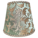 Clip On Empire Lampshade in Green and Gold Silk Jacquard Rubelli Fabric Les Indes Galantes Pattern