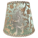 Clip On Empire Lampshade in Green and Gold Silk Jacquard Rubelli Fabric Les Indes Galantes Pattern