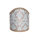 Wall Sconce Clip-On Lamp Shade Fortuny Fabric Aquamarine & Silvery Gold Delfino Pattern