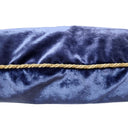 Embroidered Blue Rubelli Velvet - Handmade Decorative Pillow With Corner Tassels