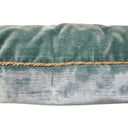 Embroidered Aqua Rubelli Velvet - Handmade Decorative Pillow With Corner Tassels