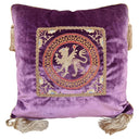 Embroidered Purple Rubelli Velvet - Handmade Decorative Pillow With Corner Tassels