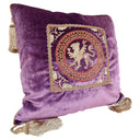 Embroidered Purple Rubelli Velvet - Handmade Decorative Pillow With Corner Tassels