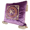 Embroidered Purple Rubelli Velvet - Handmade Decorative Pillow With Corner Tassels