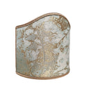 Clip-On Wall Sconces Shield Shade Jade Green and Gold Jacquard Rubelli Fabric Mirage Pattern Mini Lampshade