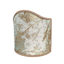 Clip-On Wall Sconces Shield Shade Jade Green and Gold Jacquard Rubelli Fabric Mirage Pattern Mini Lampshade