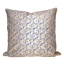 Handmade Decorative Pillow Made With Fortuny Fabric – Indigo Blue & Silvery Gold Richelieu Pattern