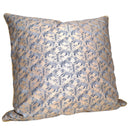 Handmade Decorative Pillow Made With Fortuny Fabric – Indigo Blue & Silvery Gold Richelieu Pattern