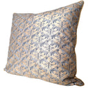 Handmade Decorative Pillow Made With Fortuny Fabric – Indigo Blue & Silvery Gold Richelieu Pattern