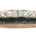 Handmade Decorative  Pillow With Brush Fringe Luigi Bevilacqua Jade Green Silk Lampas Tulipani Pattern