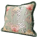 Handmade Decorative  Pillow With Brush Fringe Luigi Bevilacqua Jade Green Silk Lampas Tulipani Pattern