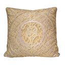 Handmade Decorative Pillow Made With Fortuny Fabric – Bayou Green & Silvery Gold Orsini Pattern