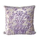 Handmade Decorative Pillow Made With Fortuny Fabric – Royal Purple and Silvery Gold Carnavalet Pattern