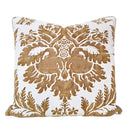 Handmade Decorative Pillow Made With Fortuny Fabric – in Caramel & White Glicine Pattern