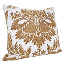 Handmade Decorative Pillow Made With Fortuny Fabric – in Caramel & White Glicine Pattern