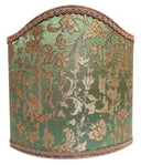 Venetian Lampshade in Rubelli Silk Jacquard Fabric Green and Gold Les Indes Galantes Pattern Half Lamp Shade