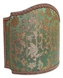 Venetian Lampshade in Rubelli Silk Jacquard Fabric Green and Gold Les Indes Galantes Pattern Half Lamp Shade