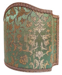 Venetian Lampshade in Rubelli Silk Jacquard Fabric Green and Gold Les Indes Galantes Pattern Half Lamp Shade