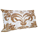 Handmade Decorative Pillow Made With Fortuny Fabric – Caramel & White Glicine Pattern