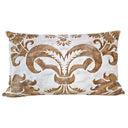 Handmade Decorative Pillow Made With Fortuny Fabric – Caramel & White Glicine Pattern