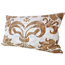 Handmade Decorative Pillow Made With Fortuny Fabric – Caramel & White Glicine Pattern
