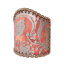 Wall Sconce Clip-On Shield Shade Fortuny Fabric Persepolis in Bittersweet and Silvery Gold Half Lampshade