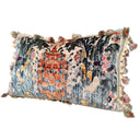 Handmade Decorative Pillow With Tassel Trim Green Luigi Bevilacqua Silk Multi-Coloured Velvet Fresie Pattern