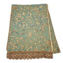 Luxury Table Runner Green & Gold Silk Jacquard Rubelli Fabric Les Indes Galantes Pattern with Gold Lace Trim