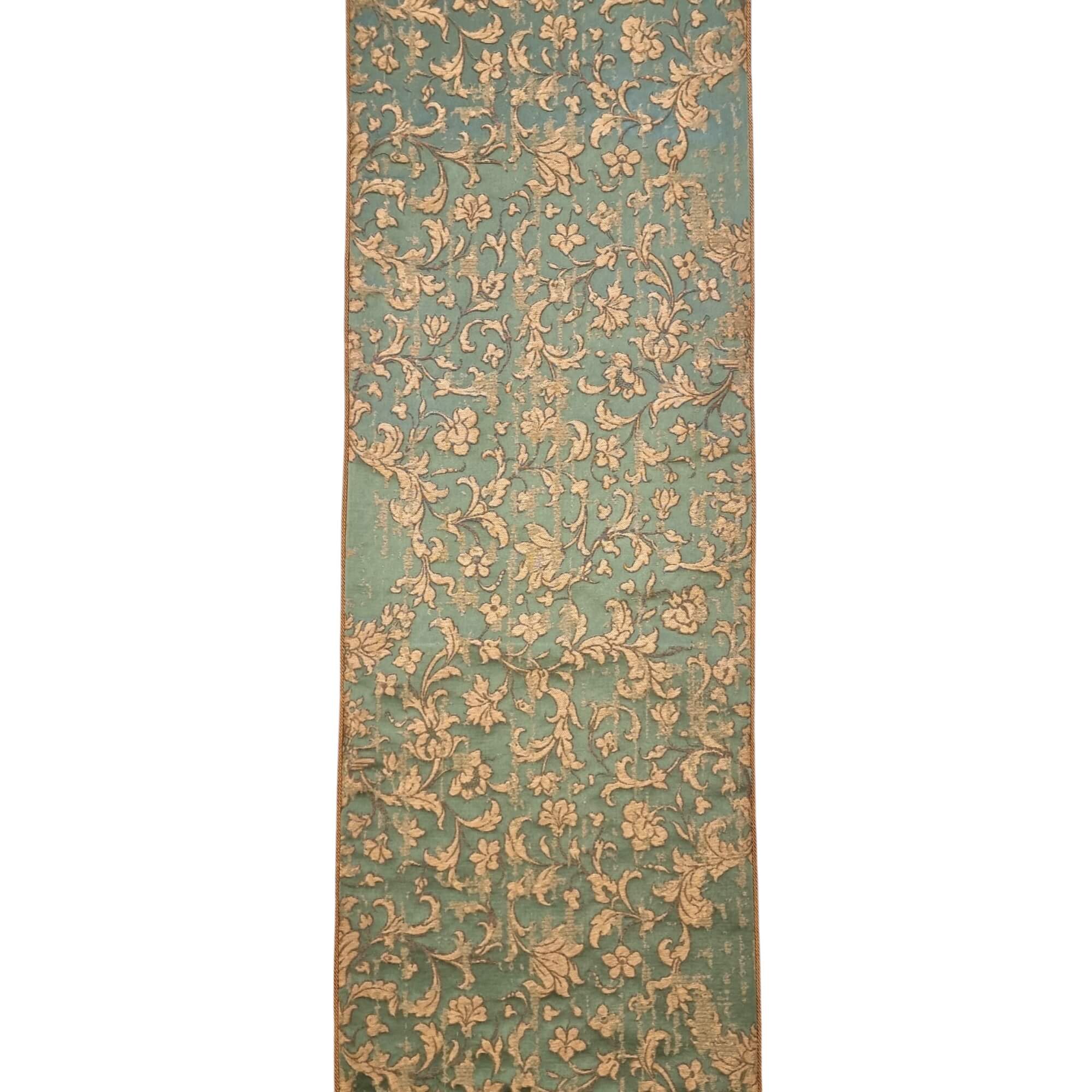 Luxury Table Runner Green & Gold Silk Jacquard Rubelli Fabric Les