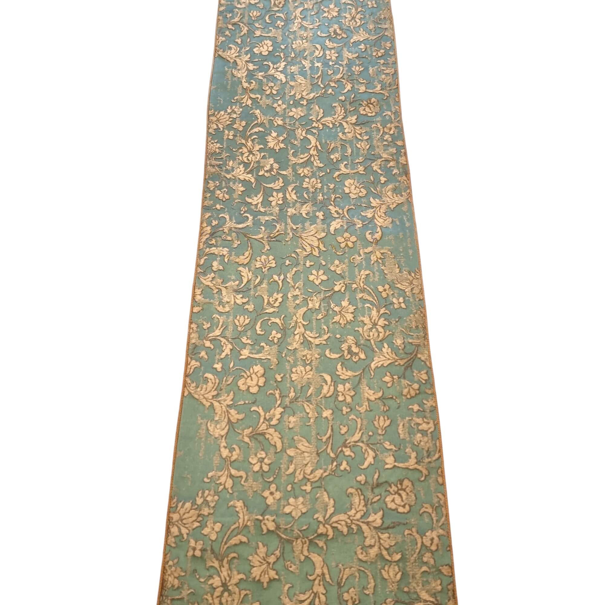 Luxury Table Runner Green & Gold Silk Jacquard Rubelli Fabric Les