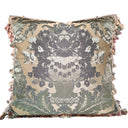Handmade Decorative Pillow With Tassel Trim Antique Green Silk Brocatelle Luigi Bevilacqua Fabric Giardino Pattern