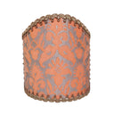 Wall Sconce Clip-On Shield Shade Fortuny Fabric Delfino Melon & Silvery Gold Pattern Half Lamp Shade