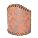 Wall Sconce Clip-On Shield Shade Fortuny Fabric Delfino Melon & Silvery Gold Pattern Half Lamp Shade