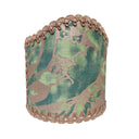 Wall Sconce Clip-On Shield Shade Fortuny Fabric Olimpia in Green & Silvery Gold Mini Lamp Shade
