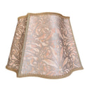Handmade Fancy Square Lampshade - Fortuny Fabric Apricot & Silvery Gold Campanelle Pattern Florentine Lampshade