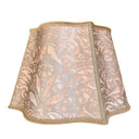 Handmade Fancy Square Lampshade - Fortuny Fabric Apricot & Silvery Gold Campanelle Pattern Florentine Lampshade
