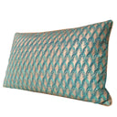 Handmade Decorative Pillow Made With Fortuny Fabric – Emerald & Gold Piumette Pattern