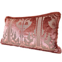 Luigi Bevilacqua Silk Heddle Velvet Antique Pink Handmade Decorative Pillow With Brush Fringe Leoni Bizantini Pattern