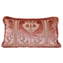 Luigi Bevilacqua Silk Heddle Velvet Antique Pink Handmade Decorative Pillow With Brush Fringe Leoni Bizantini Pattern