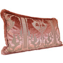 Luigi Bevilacqua Silk Heddle Velvet Antique Pink Handmade Decorative Pillow With Brush Fringe Leoni Bizantini Pattern