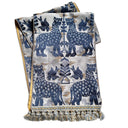 Table Runner with Tassel Trim Blue Silk Brocatelle Luigi Bevilacqua Fabric Fiere Pattern