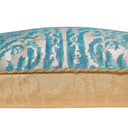 Handmade Decorative Pillow Made With Fortuny Fabric – Blue-Green & Silvery Gold Farnese Pattern
